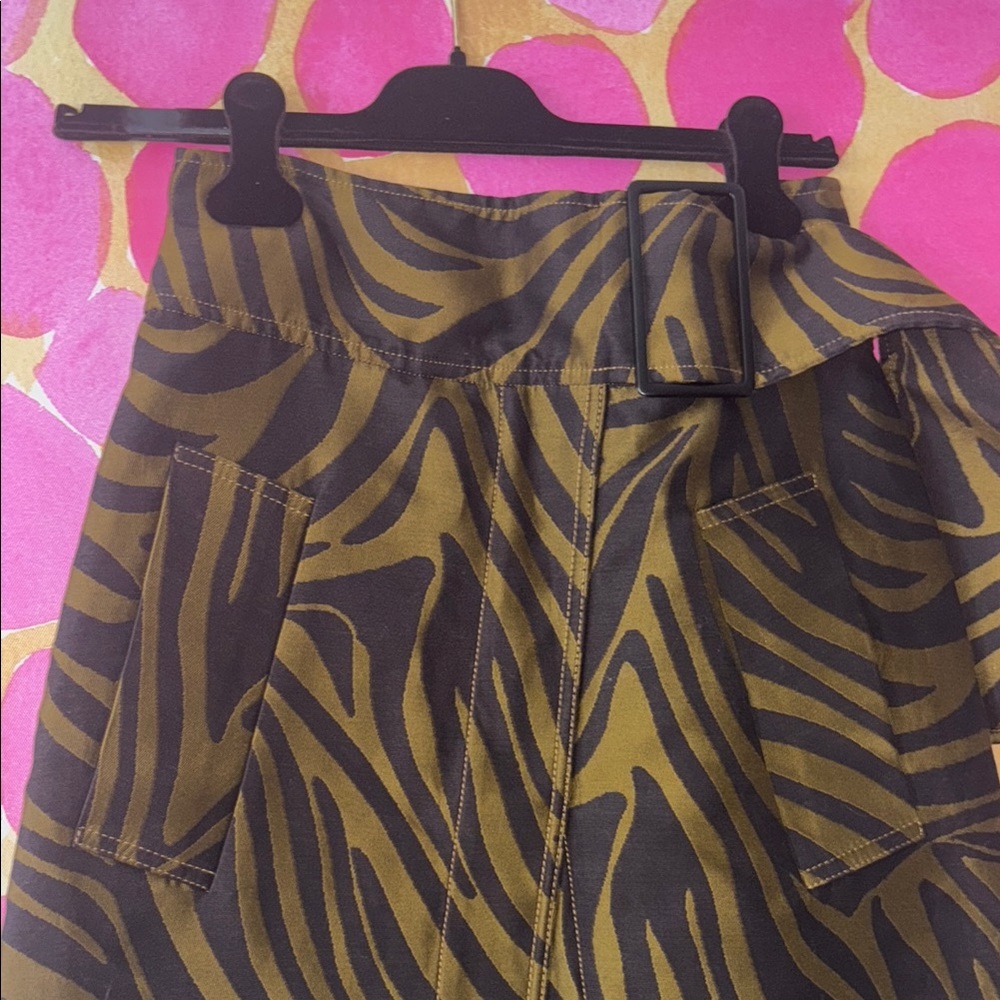 3.1 Phillip Lim Zebra Belted Top Stitched Midi Skirt - Picture 3 of 12